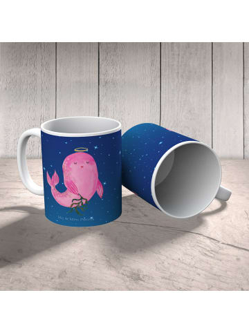 Mr. & Mrs. Panda Kaffeetasse Sternzeichen Jungfrau ohne Spruch in Sternenhimmel Blau