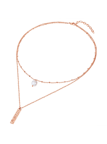 Valero Pearls Halskette Edelstahl Süßwasser-Zuchtperle in roségold