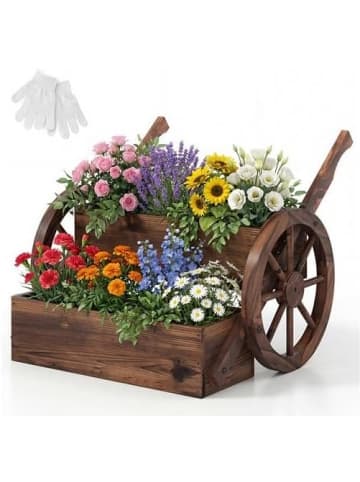 COSTWAY Blumenwagen Holz in Braun