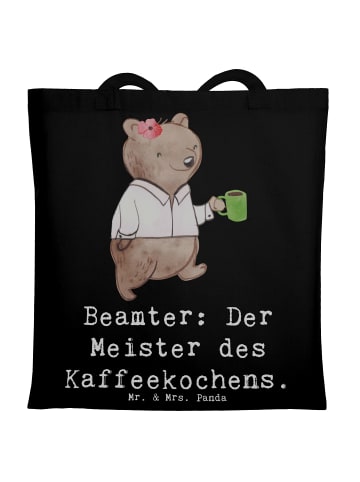 Mr. & Mrs. Panda Jutebeutel Beamter Kaffeemeister mit Spruch in Schwarz