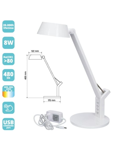 Maxcom Maxcom GlowPro 8W Dimmbare LED-Tischlampe Weiß in Weiß