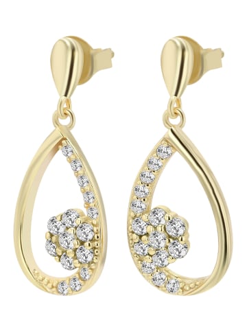 Adeliás Damen Ohrringe – Ohrhänger aus 925 Silber mit Zirkonia in gold