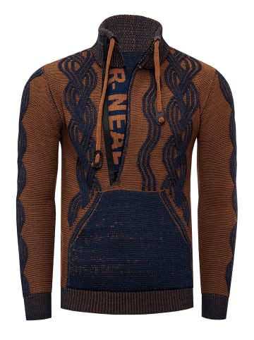 Rusty Neal 1/2 Zip Pullover im Kontrast Design  in Indigo