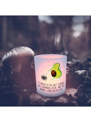 Mr. & Mrs. Panda Teelichthalter Glas Avocado Tanzen mit Spruch in Transparent