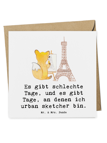 Mr. & Mrs. Panda Grußkarte Fuchs Urban sketching mit Spruch in Weiß