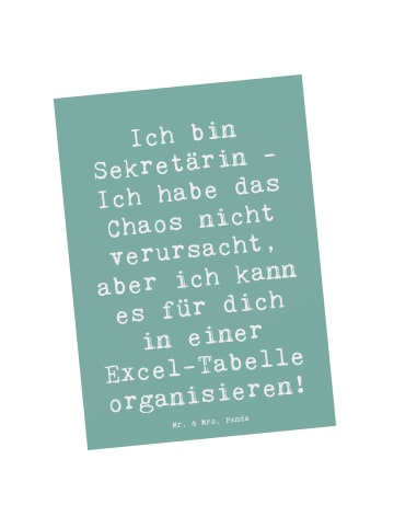 Mr. & Mrs. Panda Postkarte Spruch Sekretärin Ordnung mit Spruch in Meeresbrise