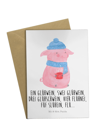 Mr. & Mrs. Panda jubiläumskarte Schweinchen Glühwein mit Spruch in Weiß