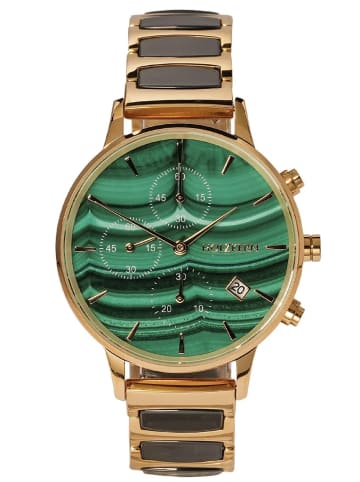 Holzkern Damenuhr Chronograph Jolly Malachit/Keramik Grün / Gold