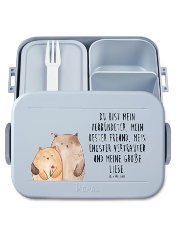 Mr. & Mrs. Panda Bento Box Bären Liebe Motiv mit Spruch in Blau Pastell