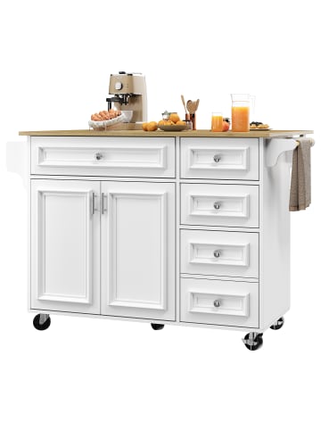 ABRIHOME Kücheninsel Küchensil Küchenschrank Buffetschrank mit Stauraum, Weiß