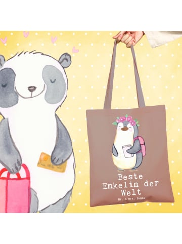 Mr. & Mrs. Panda Tragetasche Pinguin Beste Enkelin der Welt mit ... in Braun Pastell