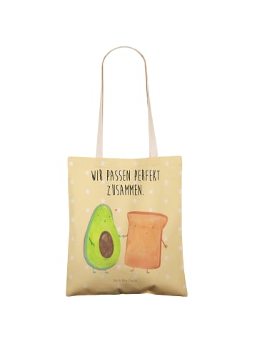 Mr. & Mrs. Panda Tote Bag Avocado Toast mit Spruch in Gelb Pastell