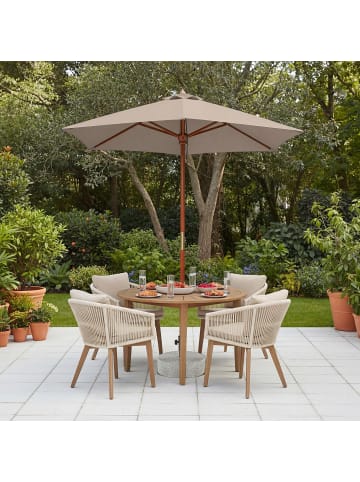 home24 home24 Sonnenschirm Grau - Webstoff & Massivholz Eukalyptus lackiert - 250 cm in Taupe