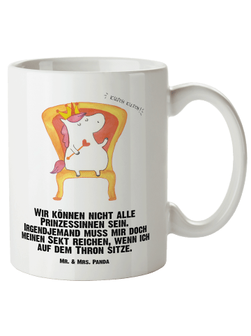 Mr. & Mrs. Panda Kaffeetasse Einhorn König mit Spruch in Weiß