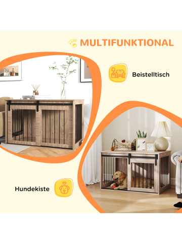 Pawhut Hundekäfig Nussbaum 98L x 58B x 61H cm