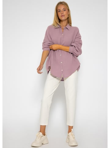SASSYCLASSY Ultra Oversize Musselin-Blusenhemd kürzere Variante in Violett