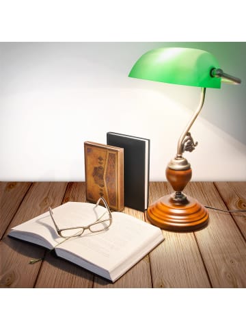 Bankerlampe in Grün/Braun - (B)26,5 x (H)43 x (T)18 cm