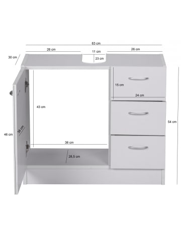 FineBuy Badunterschrank "FB37562" in Weiß /