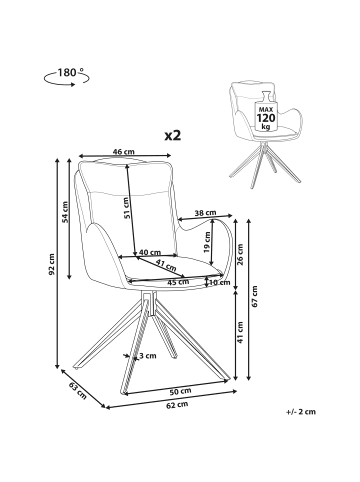Beliani 2er-Set Esszimmerstuhl AVELAR in Blau/Schwarz