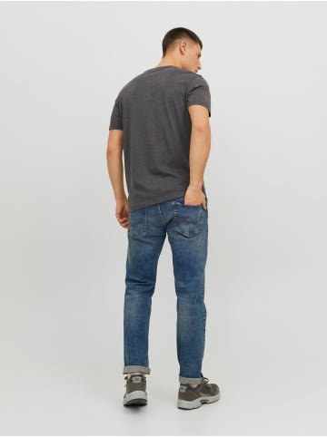 Jack & Jones 2-er Set Logo T-Shirt Kurzarm Basic Shirt JJELOGO in Grau-Blau