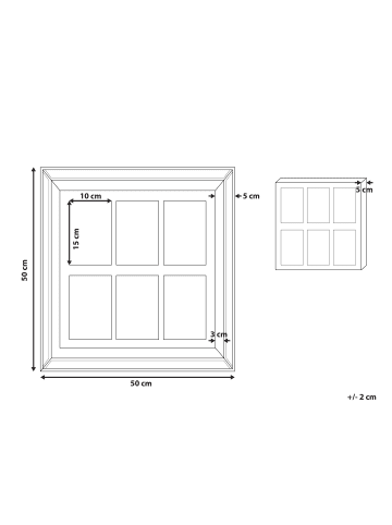 Beliani Fotorahmen SINTA in Silber/Braun/Beige - (W) 50 x (H) 50 x (L) 5 cm