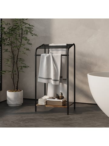 relaxdays Handtuchständer in Dunkelbraun/ Schwarz - (B)41,5 x (H)79,5 x (T)28,5 cm