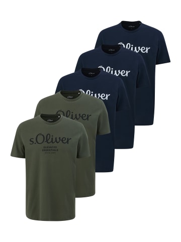 S. Oliver T-Shirt Basic in Blau / Grün