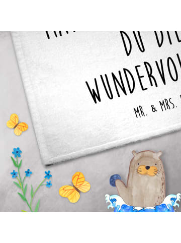 Mr. & Mrs. Panda Handtuch Bären mit Blumenkranz mit Spruch in Weiß