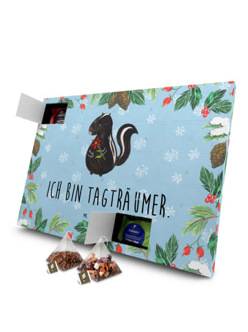 Mr. & Mrs. Panda Adventskalender Stinktier Blume mit Spruch in Eisblau