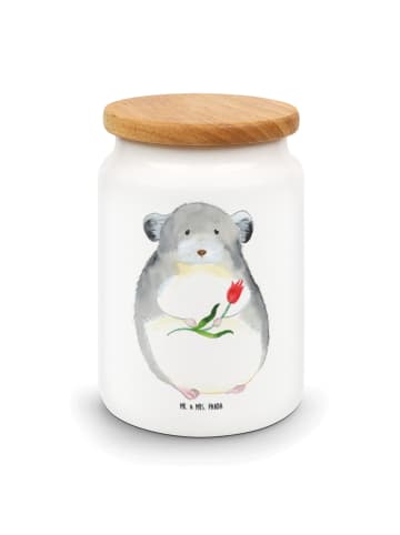 Mr. & Mrs. Panda Gebäckdose Chinchilla Blume ohne Spruch in Weiß