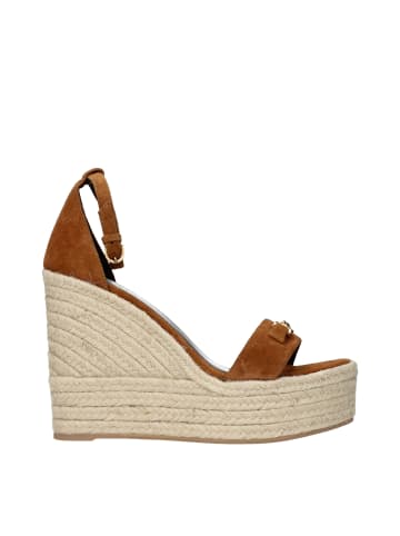 Versace Braun Leder Keilabsatz Sandalen