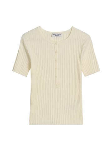 Marc O'Polo DENIM Feinstrick-Kurzarm-Pullover slim in Creamy White