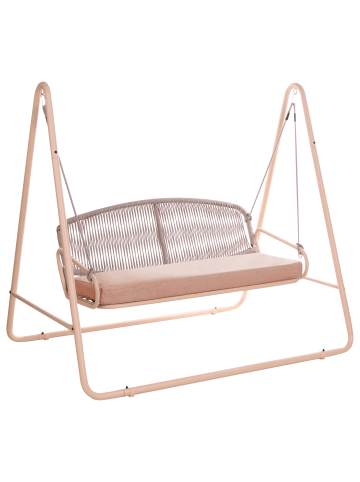 Beliani Gartenschaukel NORCIA in Braun/Beige - (W) 172 x (H) 156 x (L) 119 cm