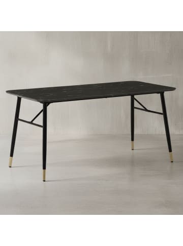KADIMA DESIGN Esszimmertisch 160x80x76 cm Esstisch in Marmor-Optik Modern, in Schwarz