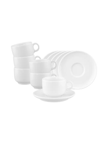 Seltmann Weiden 6er Set Espressotassen mit Untertassen Sento Home 80 ml weiß in weiß