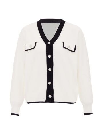 CHANI Damen Strickjacke in Weiss Schwarz