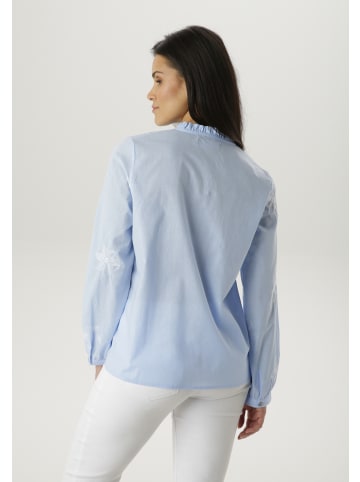 Aniston SELECTED Schlupfbluse in hellblau-weiß