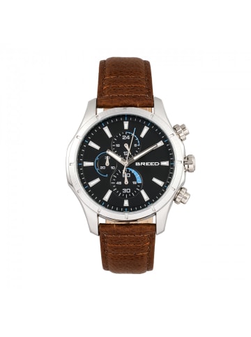 Breed Lacroix Chronograph Uhr mit Lederarmband in Silver/Brown