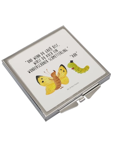 Mr. & Mrs. Panda Schminkspiegel Raupe Schmetterling mit Spruch in Weiß