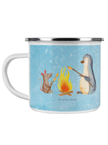 Mr. & Mrs. Panda Haferl Pinguin Lagerfeuer ohne Spruch in Eisblau