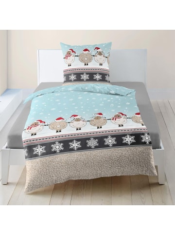 Traumschlaf Bettwäsche Weihnachtsschafe in bleu