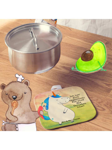 Mr. & Mrs. Panda Ofenhandschuhe Einhorn Mann Design mit Spruch in Weiß