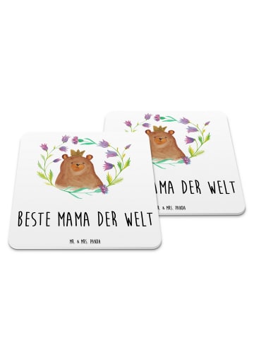 Mr. & Mrs. Panda Tischuntersetzer Bär Königin mit Spruch in Weiß