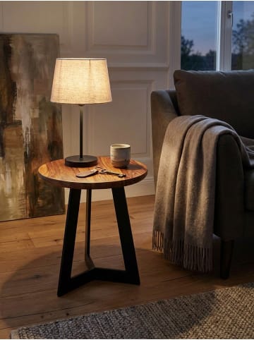 KADIMA DESIGN Beistelltisch Sheesham Holz und Metall, Rustikales Design, 35x37x35 cm