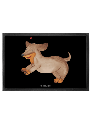 Mr. & Mrs. Panda Schmutzmatte Hund Dackel ohne Spruch in Schwarz