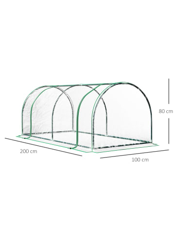 Outsunny Gewächshaus 250L x 100B x 80H cm Transparent+Grün