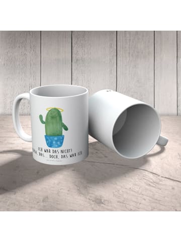Mr. & Mrs. Panda Tasse Kaktus Heilig mit Spruch in Weiß