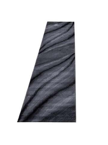 KADIMA DESIGN Teppich Kurzflor Waschbar Wellen ASPEN Strapazierfähig OEKO-TEX in Schwarz
