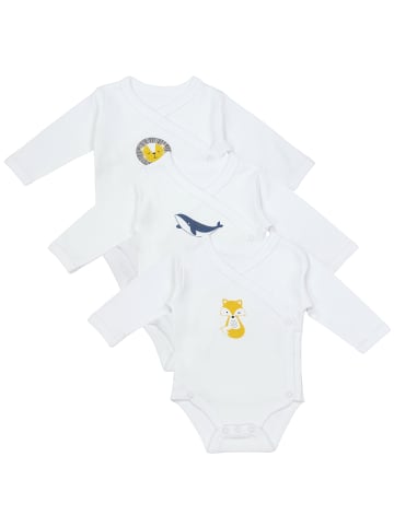 Schlummersack Bio Baby-Wickelbodys langarm 3er-Pack in Weiß