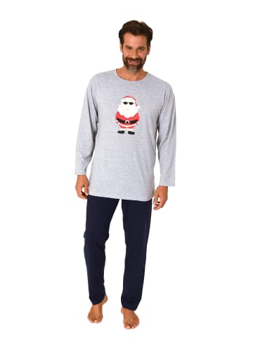 NORMANN Schlafanzug Weihnachten langarm Nikolaus - 88398 in Grau-mel.